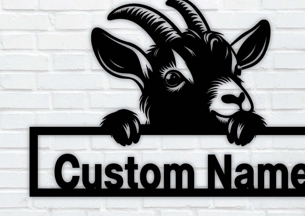 Σετ των 2 Intra απο ξύλο plywood 3mm-4mm πάχος – Κοπή λέιζερ με πινακίδα προσαρμοσμένης ονομασίας Peeking Goats Δίασταση  20x20 cm INTRAFABR-96481053