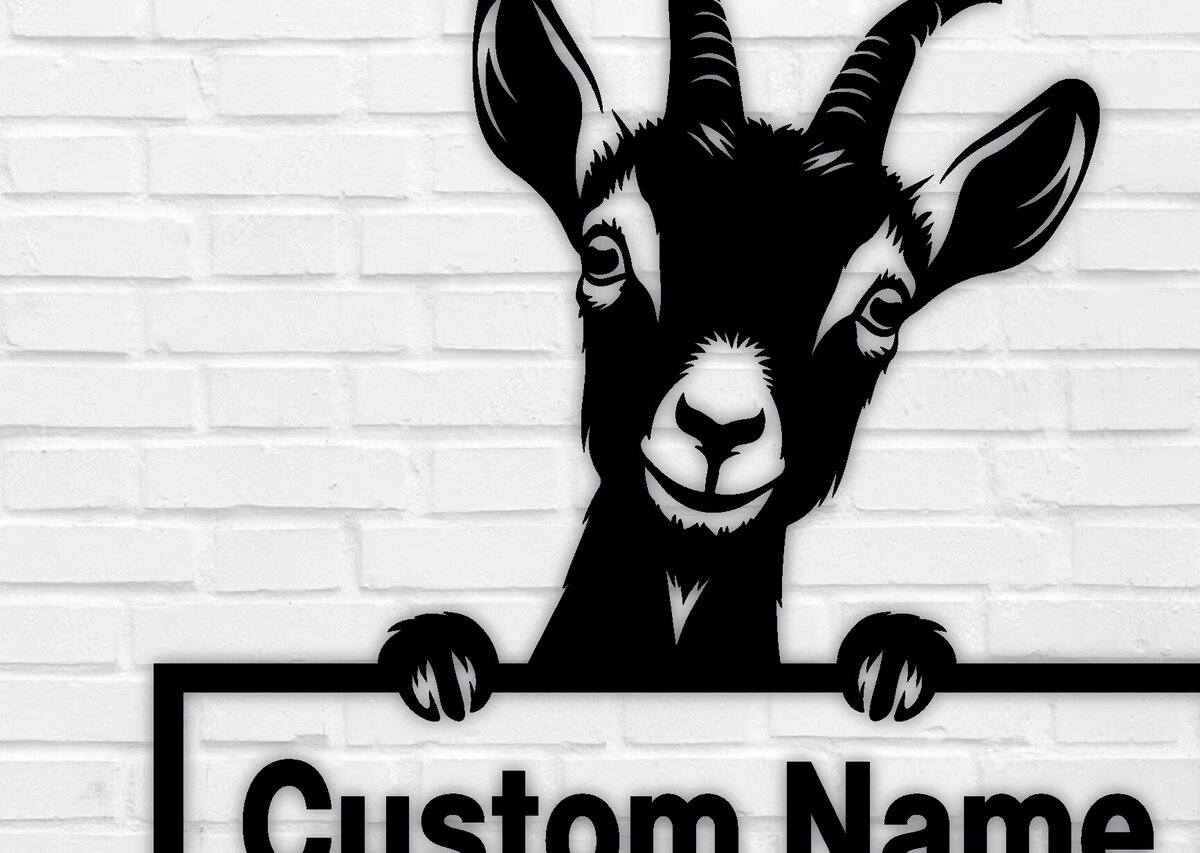 Σετ των 2 Intra απο ξύλο plywood 3mm-4mm πάχος – Κοπή λέιζερ με πινακίδα προσαρμοσμένης ονομασίας Peeking Goats Δίασταση  20x20 cm INTRAFABR-96482115