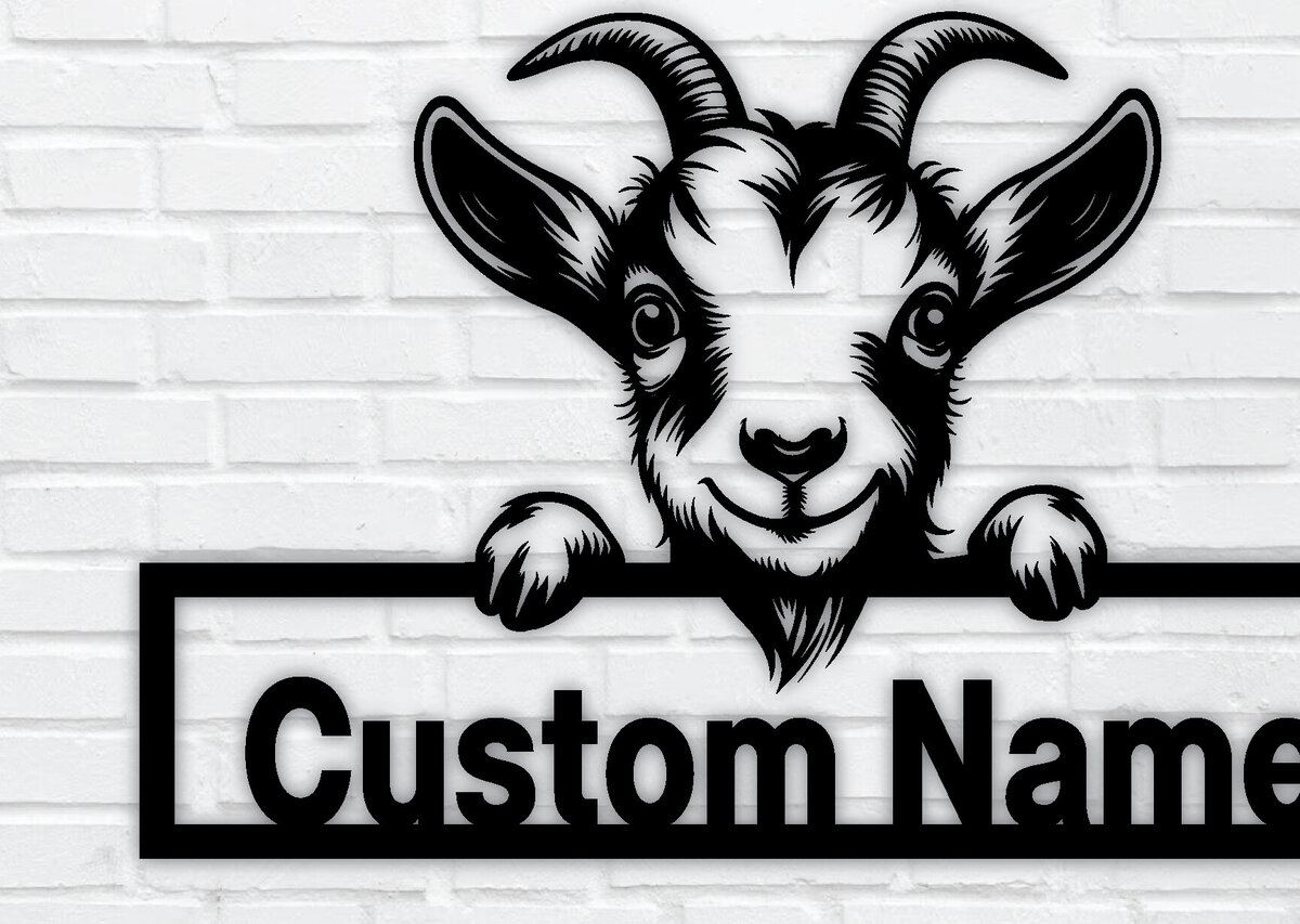Σετ των 2 Intra απο ξύλο plywood 3mm-4mm πάχος – Peeking Goats Προσαρμοσμένη πινακίδα ονόματος PNG Δίασταση  20x20 cm INTRAFABR-96480298
