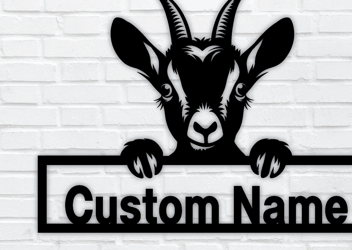 Σετ των 2 Intra απο ξύλο plywood 3mm-4mm πάχος – Peeking Goats  πινακίδα ονόματος PNG, DXF Δίασταση  20x20 cm INTRAFABR-96480361