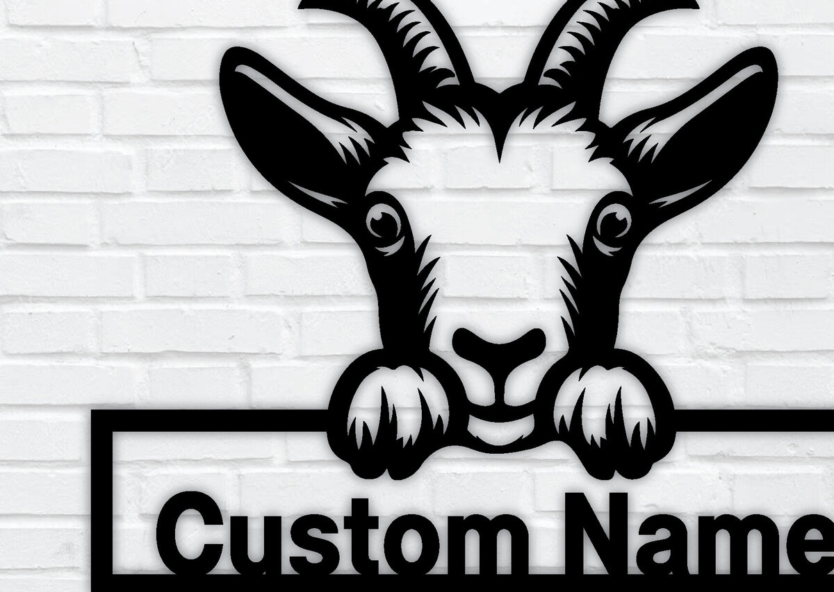 Σετ των 2 Intra απο ξύλο plywood 3mm-4mm πάχος – Κοπή με λέιζερ μεταλλικού τοίχου Peeking Goats Δίασταση  40x30 cm INTRAFABR-96482275