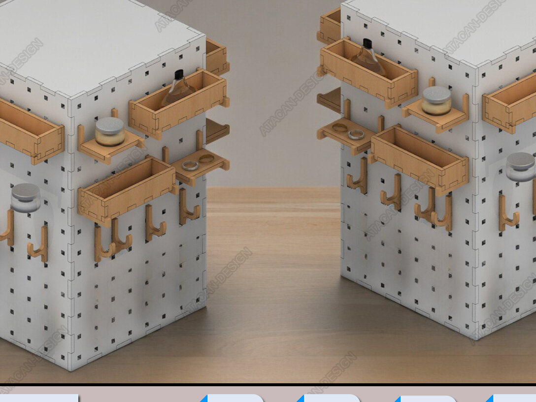 Σετ των 3 Intra απο ξύλο plywood 3mm-4mm πάχος – Οθόνη Pegboard, Γάντζοι, Ράφια Σκουλαρίκια Δίασταση  5x5 cm INTRAFABR-40524041