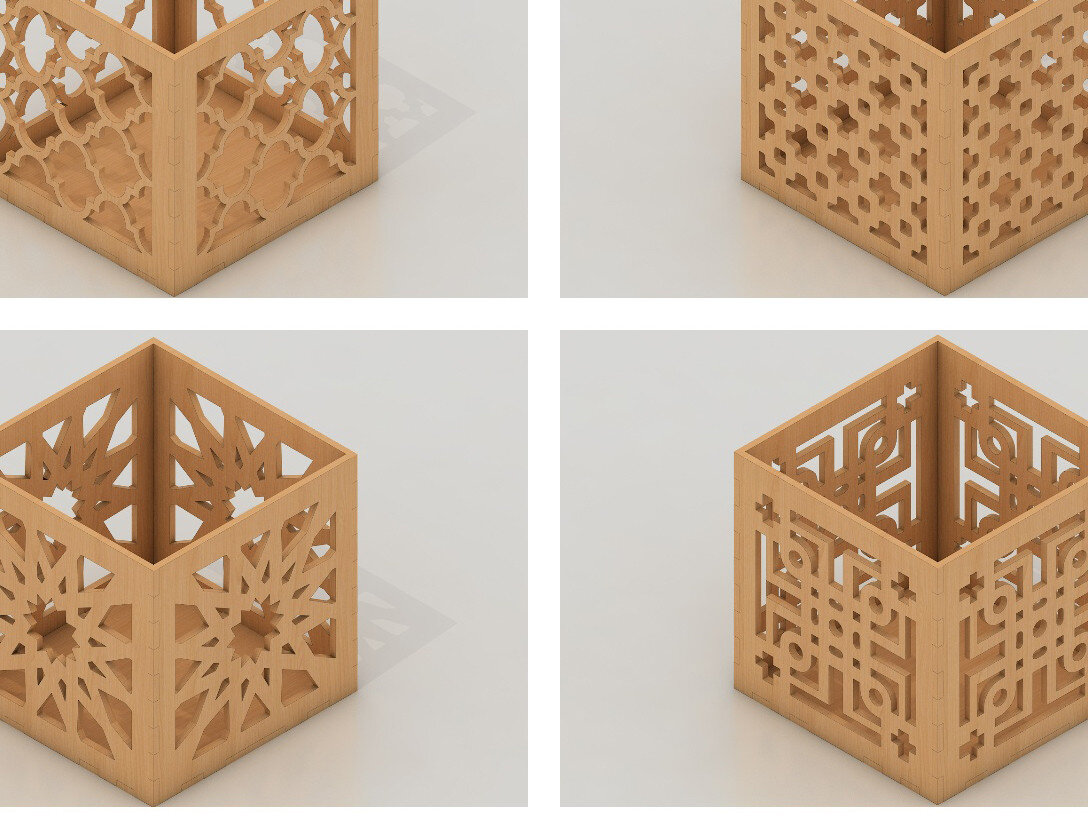 Σετ των 2 Intra απο ξύλο plywood 3mm-4mm πάχος – Κουτιά στυλό 4 διαφορετικού σχεδίου 194 Δίασταση  20x20 cm INTRAFABR-54380645