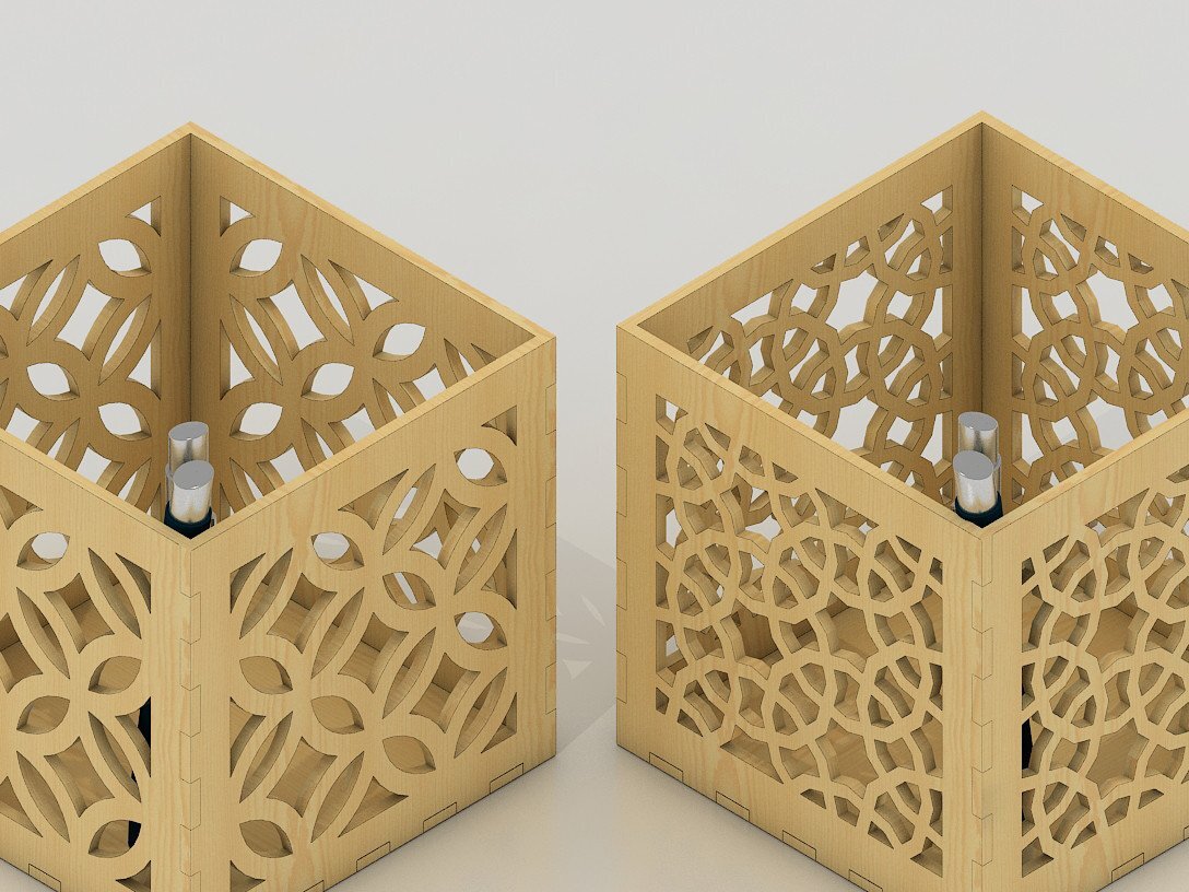 Σετ των 2 Intra απο ξύλο plywood 3mm-4mm πάχος – Διάνυσμα αποκοπής αρχείου οργάνωσης στυλό θήκης Δίασταση  20x20 cm INTRAFABR-40247090