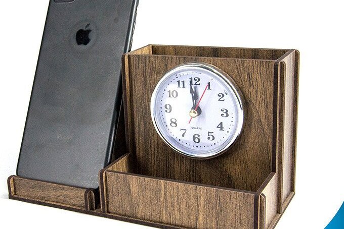 Σετ των 2 Intra απο ξύλο plywood 3mm-4mm πάχος – Στυλόθήκη με Ρολόι Δίασταση  20x20 cm INTRAFABR-35440902