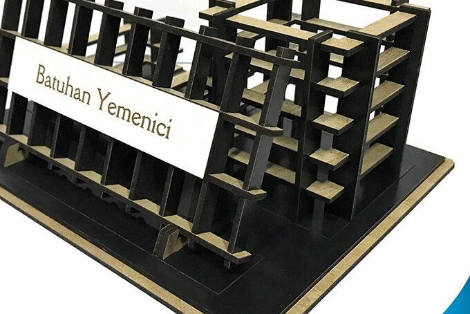 Σετ των 2 Intra απο ξύλο plywood 3mm-4mm πάχος – Στυλόθήκη με πινακίδα Δίασταση  20x20 cm INTRAFABR-35441102