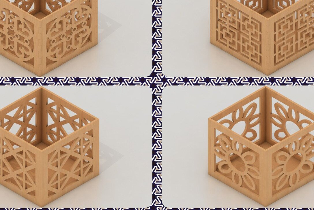 Σετ των 2 Intra απο ξύλο plywood 3mm-4mm πάχος –  μολυβοθήκης / Pen Box Δίασταση  20x20 cm INTRAFABR-37104850