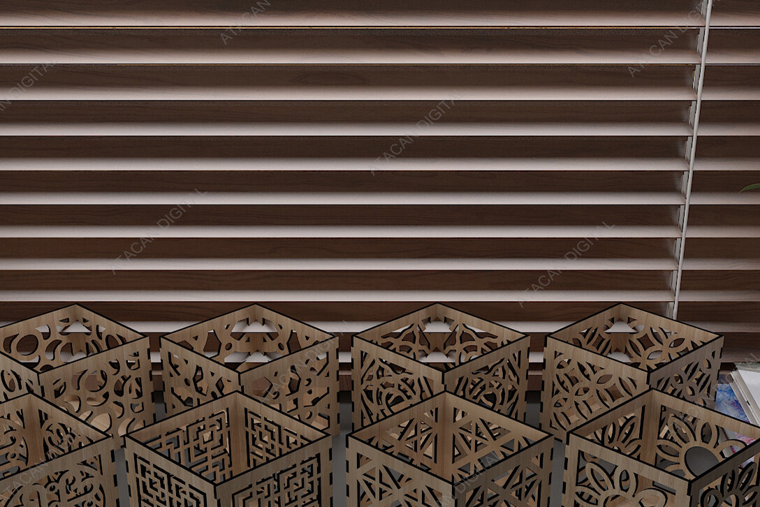 Σετ των 2 Intra απο ξύλο plywood 3mm-4mm πάχος – Πακέτο μολυβιού - Αρχεία κοπής με λέιζερ Δίασταση  20x20 cm INTRAFABR-41598039