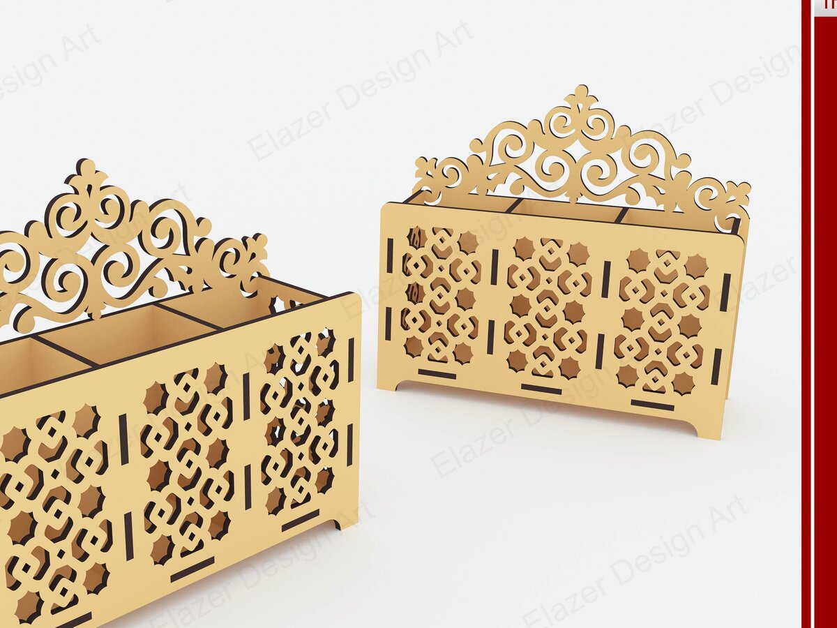 Σετ των 2 Intra απο ξύλο plywood 3mm-4mm πάχος – Αρχεία με λέιζερ θήκη μολυβιού Δίασταση  20x20 cm INTRAFABR-72392018