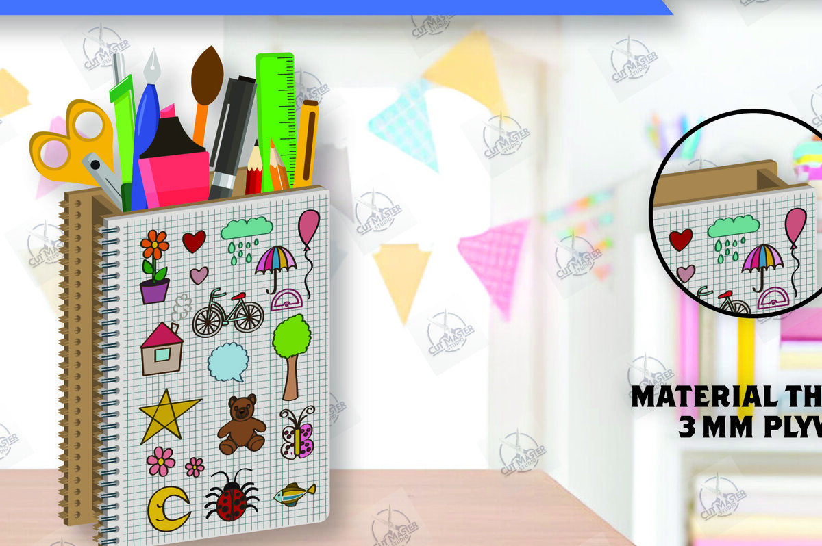 Σετ των 2 Intra απο ξύλο plywood 3mm-4mm πάχος – Μολυβοθήκη | Stand στυλό Δίασταση  20x20 cm INTRAFABR-112459554