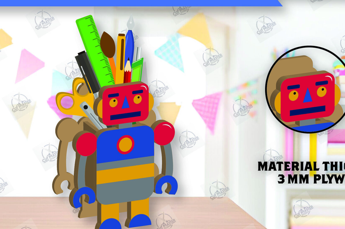 Σετ των 2 Intra απο ξύλο plywood 3mm-4mm πάχος – Μολυβοθήκη | Stand στυλό Δίασταση  20x20 cm INTRAFABR-112459827