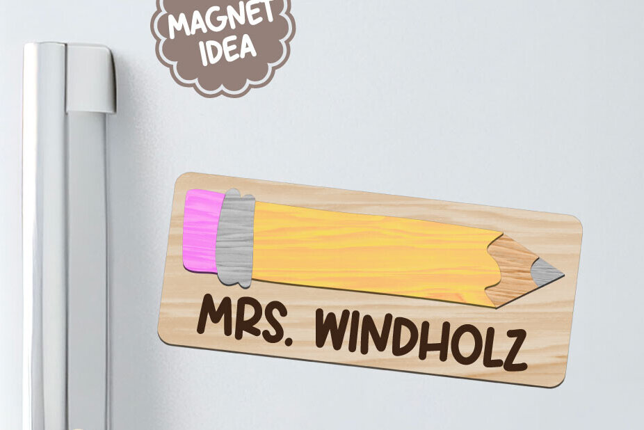 Σετ των 2 Intra απο ξύλο plywood 3mm-4mm πάχος – Pencil Teacher Magnet για Laser Δίασταση  20x20 cm INTRAFABR-106387177