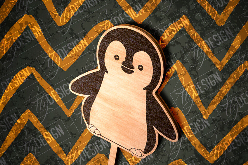 Σετ των 2 Intra απο ξύλο plywood 3mm-4mm πάχος – Penguin Cake Topper  κοπής με λέιζερ Δίασταση  20x20 cm INTRAFABR-81266577