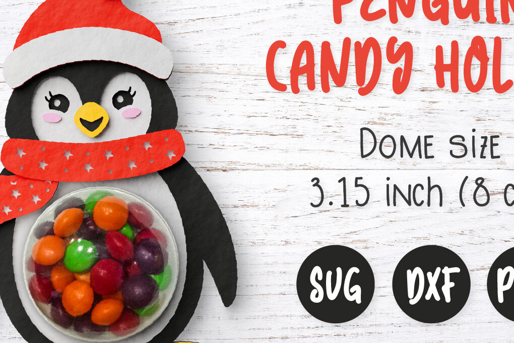 Σετ των 2 Intra απο ξύλο plywood 3mm-4mm πάχος – Πρότυπο Dome Candy Penguin Δίασταση  20x20 cm INTRAFABR-51889919