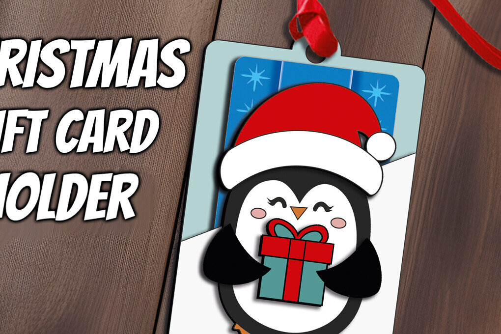 Σετ των 2 Intra απο ξύλο plywood 3mm-4mm πάχος – Θήκη χρημάτων για χριστουγεννιάτικη κάρτα δώρου Penguin Δίασταση  20x20 cm INTRAFABR-111602299