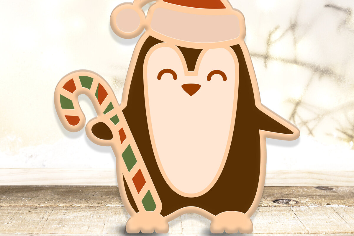 Σετ των 2 Intra απο ξύλο plywood 3mm-4mm πάχος – Αρχεία κοπής πολλαπλών επιπέδων PENGUIN CHRISTMAS Δίασταση  20x20 cm INTRAFABR-81666661