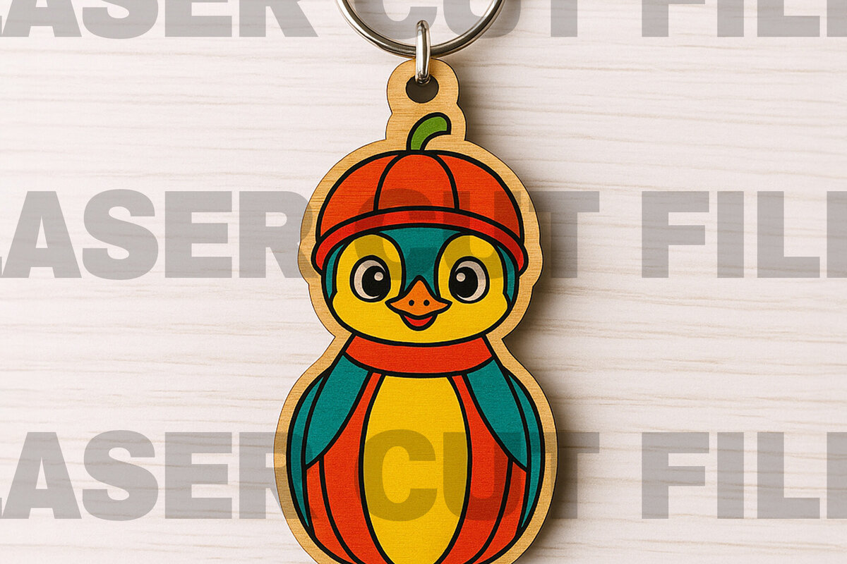 Σετ των 3 Intra απο ξύλο plywood 3mm-4mm πάχος – Αρχείο κοπής με λέιζερ μπρελόκ Penguin Δίασταση  5x5 cm INTRAFABR-122183316