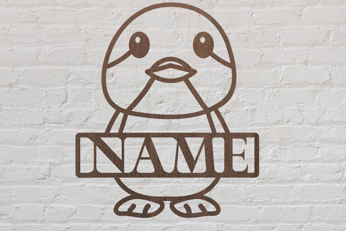 Σετ των 2 Intra απο ξύλο plywood 3mm-4mm πάχος – Πινγκουίνος με λέιζερ κομμένο όνομα Δίασταση  20x20 cm INTRAFABR-75896031