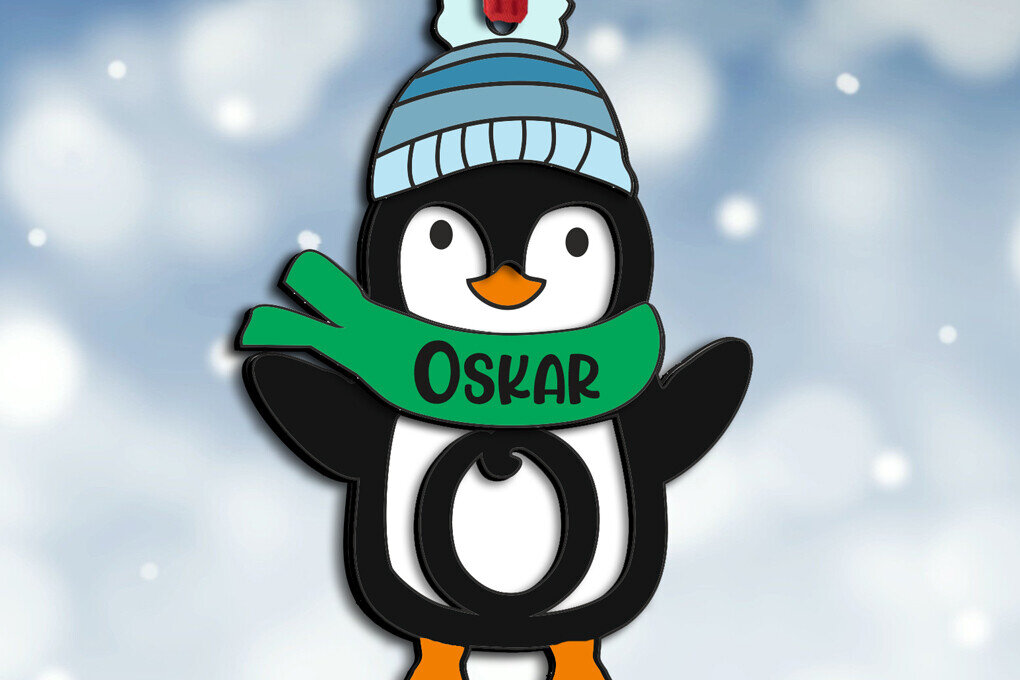 Σετ των 2 Intra απο ξύλο plywood 3mm-4mm πάχος – Penguin Letter O Χριστουγεννιάτικο Στολίδι Δίασταση  20x20 cm INTRAFABR-109581325