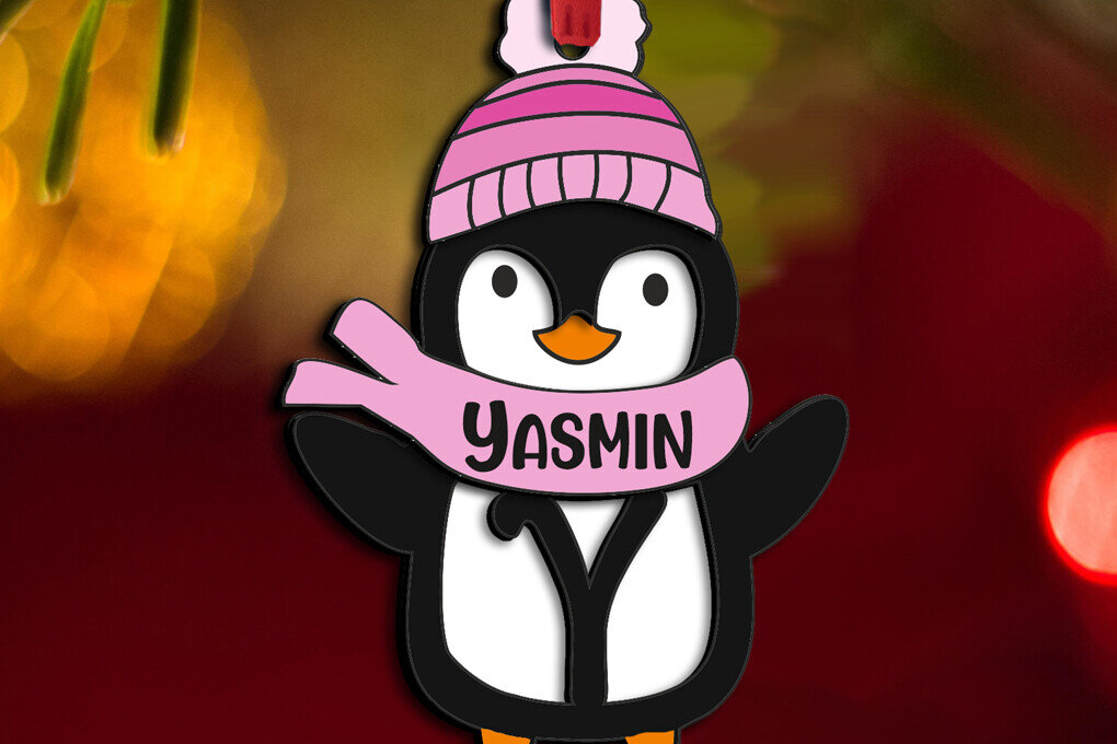 Σετ των 2 Intra απο ξύλο plywood 3mm-4mm πάχος – Penguin Letter Y Χριστουγεννιάτικο Στολίδι Δίασταση  20x20 cm INTRAFABR-109613414