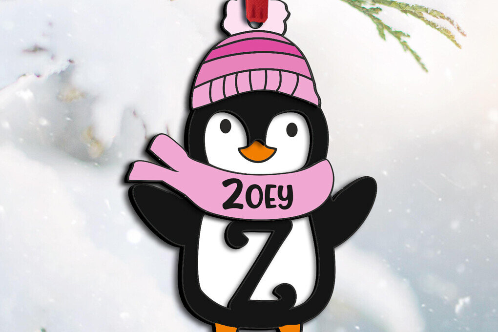 Σετ των 2 Intra απο ξύλο plywood 3mm-4mm πάχος – Penguin Letter Z Στολίδι Gift Home Δίασταση  20x20 cm INTRAFABR-109613469