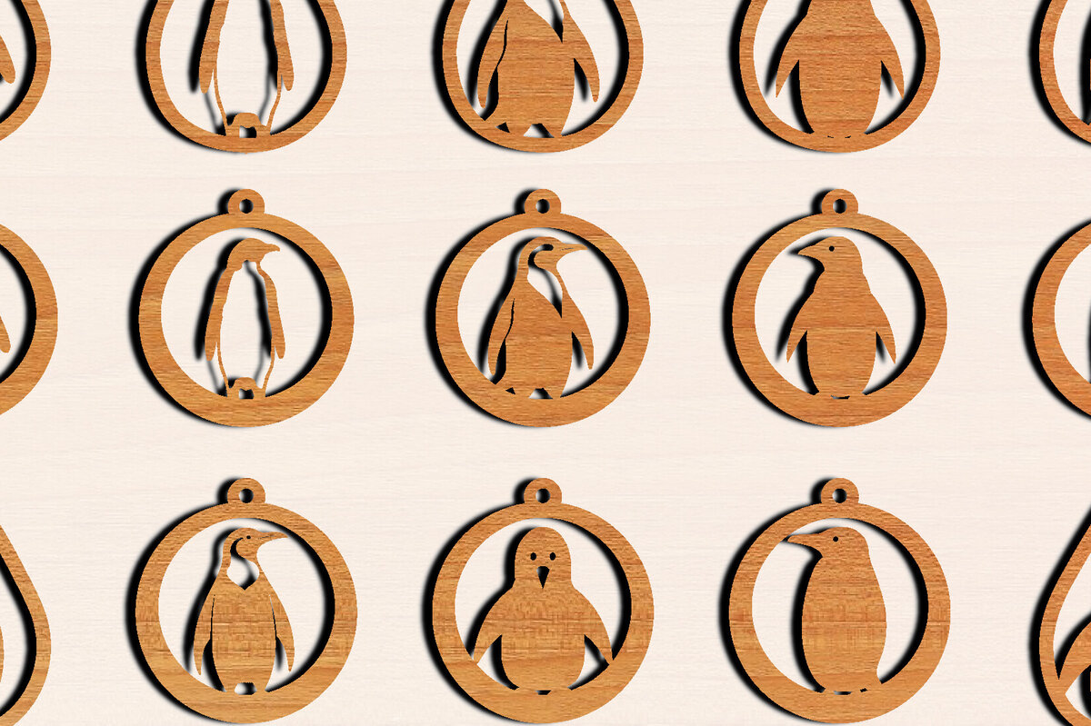 Σετ των 3 Intra απο ξύλο plywood 3mm-4mm πάχος – Πακέτο Ξύλινα Σκουλαρίκια Penguin Δίασταση  5x5 cm INTRAFABR-99191625