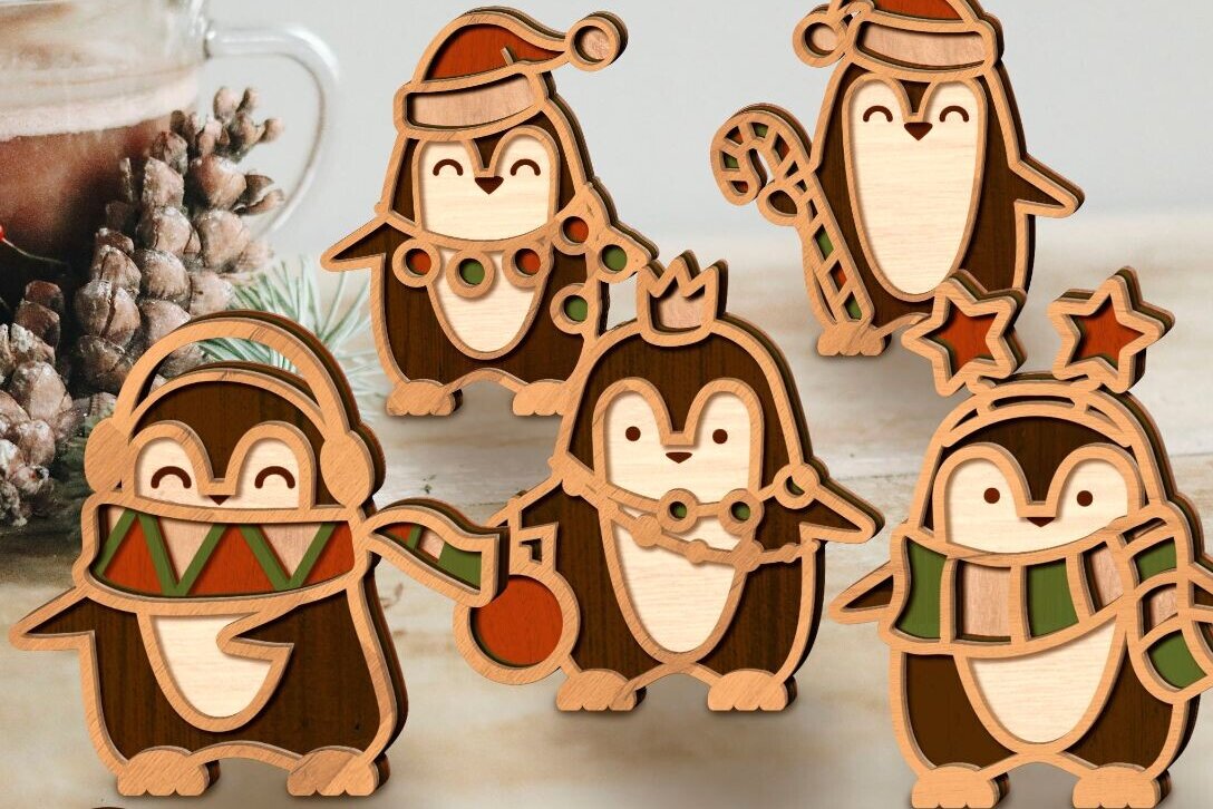 Σετ των 2 Intra απο ξύλο plywood 3mm-4mm πάχος – ΠΙΓΚΟΥΙΝΟΙ ΧΡΙΣΤΟΥΓΕΝΝΙΑΤΙΚΑ Πολυεπίπεδη διακόσμηση σπιτιού Δίασταση  20x20 cm INTRAFABR-81270086