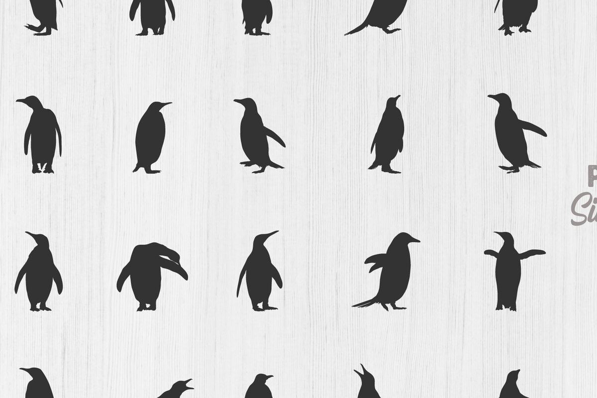 Σετ των 2 Intra απο ξύλο plywood 3mm-4mm πάχος – Penguins Silhouette, Penguin Δίασταση  20x20 cm INTRAFABR-70274970