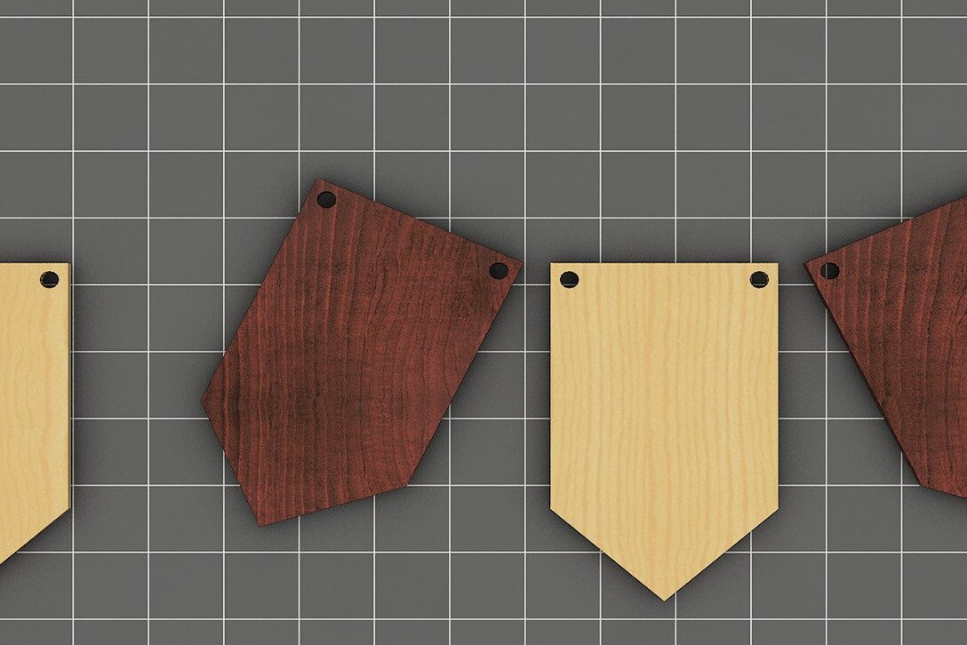 Σετ των 2 Intra απο ξύλο plywood 3mm-4mm πάχος – Σημαία Files BuntingPennant Δίασταση  20x20 cm INTRAFABR-37057037