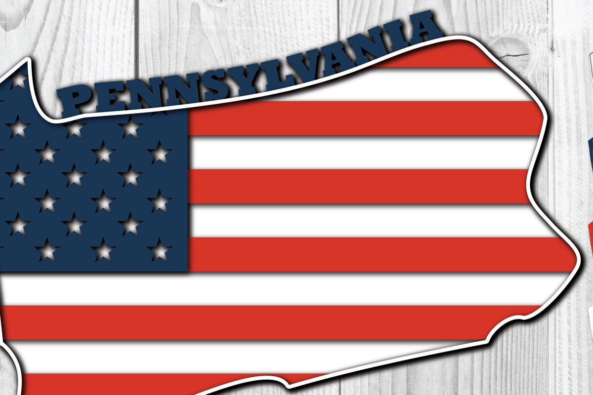 Σετ των 2 Intra απο ξύλο plywood 3mm-4mm πάχος – Σημαία 3d της Πενσυλβάνια ΗΠΑ Δίασταση  20x20 cm INTRAFABR-65274928