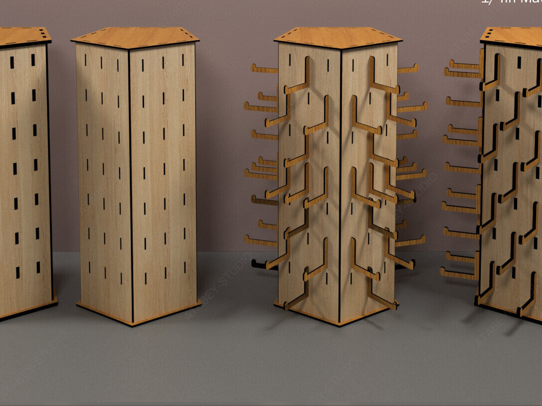 Σετ των 3 Intra απο ξύλο plywood 3mm-4mm πάχος – Βάση κοσμημάτων με σκουλαρίκια Pentagon Display Δίασταση  5x5 cm INTRAFABR-84860637