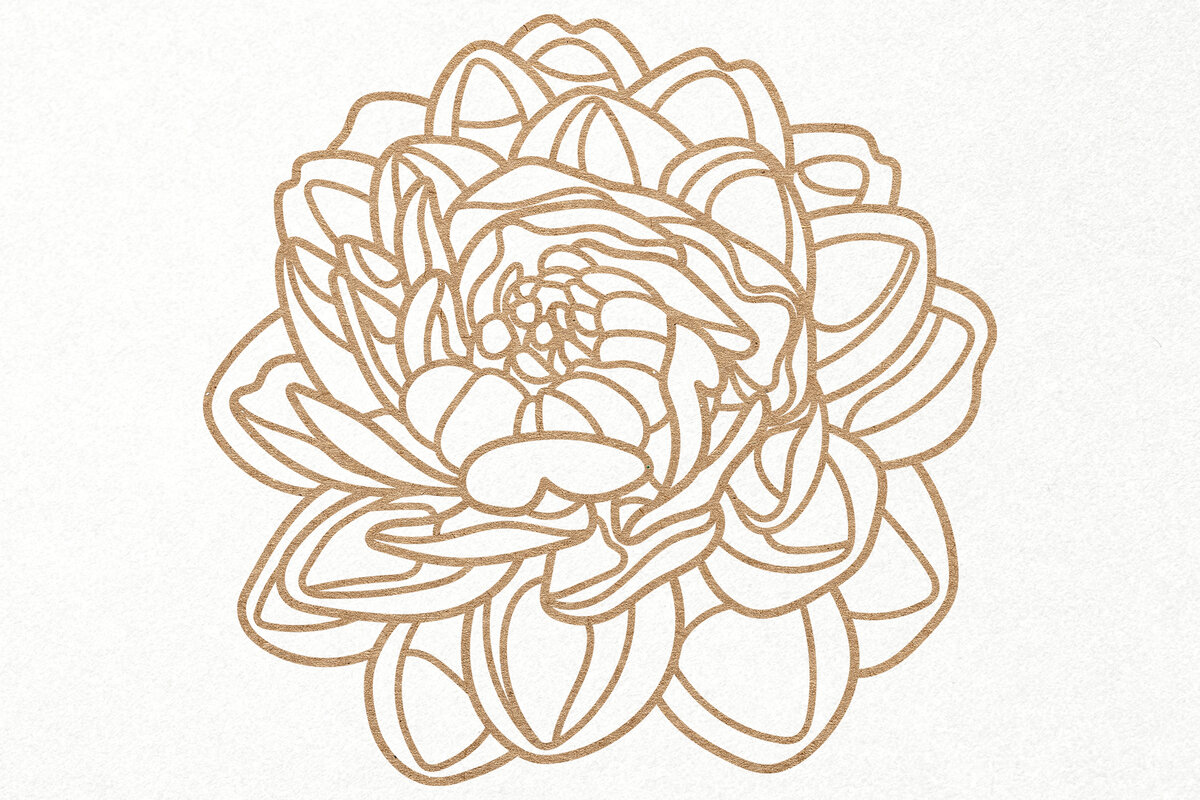 Σετ των 2 Intra απο ξύλο plywood 3mm-4mm πάχος – Λουλούδι παιώνιας για Δίασταση  20x20 cm INTRAFABR-14289598