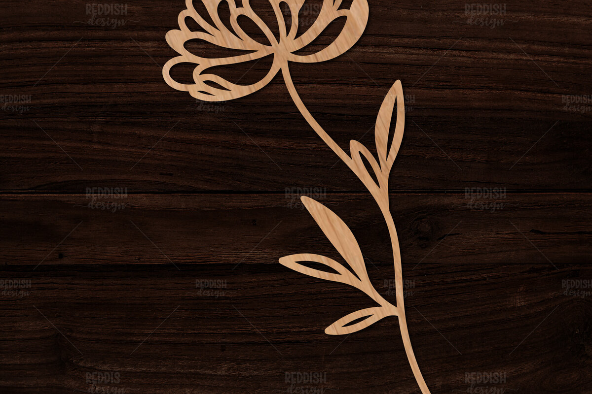 Σετ των 2 Intra απο ξύλο plywood 3mm-4mm πάχος – Λουλούδι Peony I Δώρο κοπής με λέιζερ Δίασταση  20x20 cm INTRAFABR-113930848