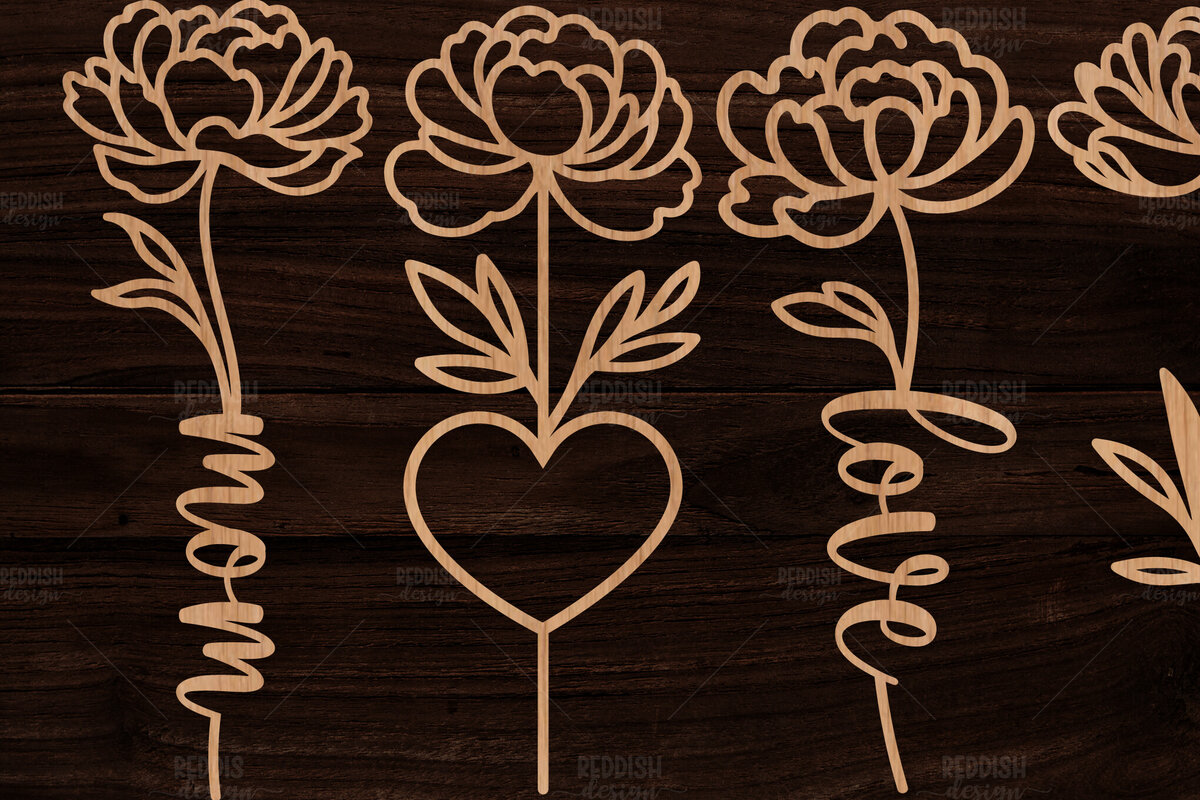 Σετ των 2 Intra απο ξύλο plywood 3mm-4mm πάχος – Λουλούδι Peony I Δώρο κοπής με λέιζερ Δίασταση  20x20 cm INTRAFABR-113930757