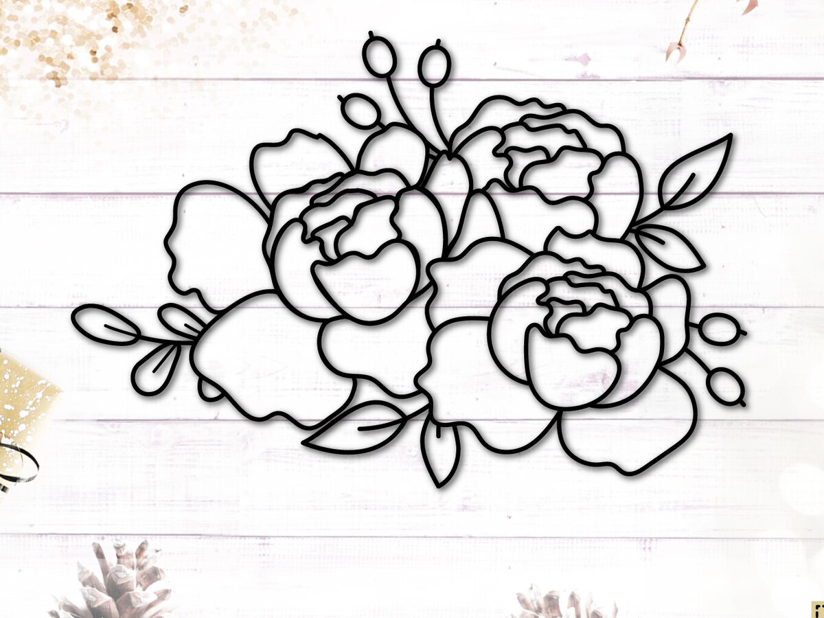 Σετ των 2 Intra απο ξύλο plywood 3mm-4mm πάχος – Peony Flowers Δίασταση  20x20 cm INTRAFABR-117722791