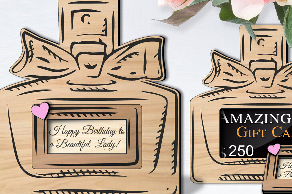 Σετ των 2 Intra απο ξύλο plywood 3mm-4mm πάχος – Perfume Woman Gift Card Holder Money Holder Δίασταση  20x20 cm INTRAFABR-105935511