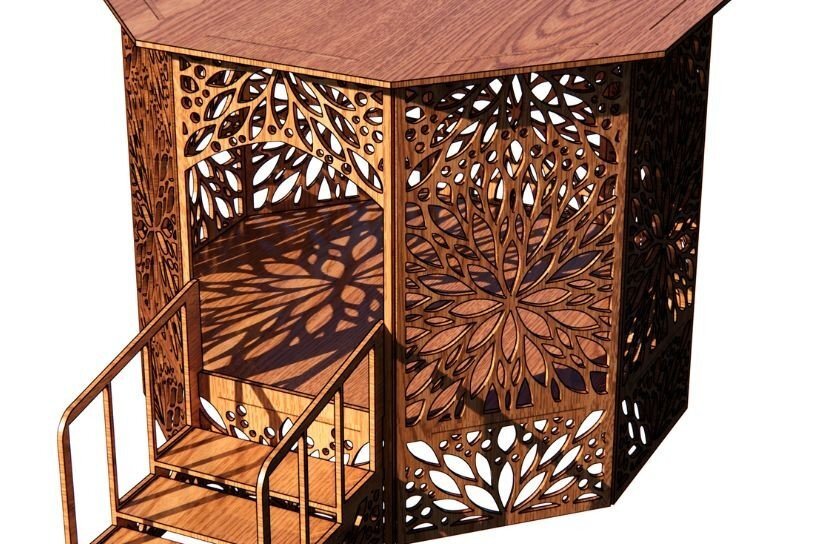 Σετ των 2 Intra απο ξύλο plywood 3mm-4mm πάχος – Πέργκολα Pet House Δίασταση  20x20 cm INTRAFABR-36507557