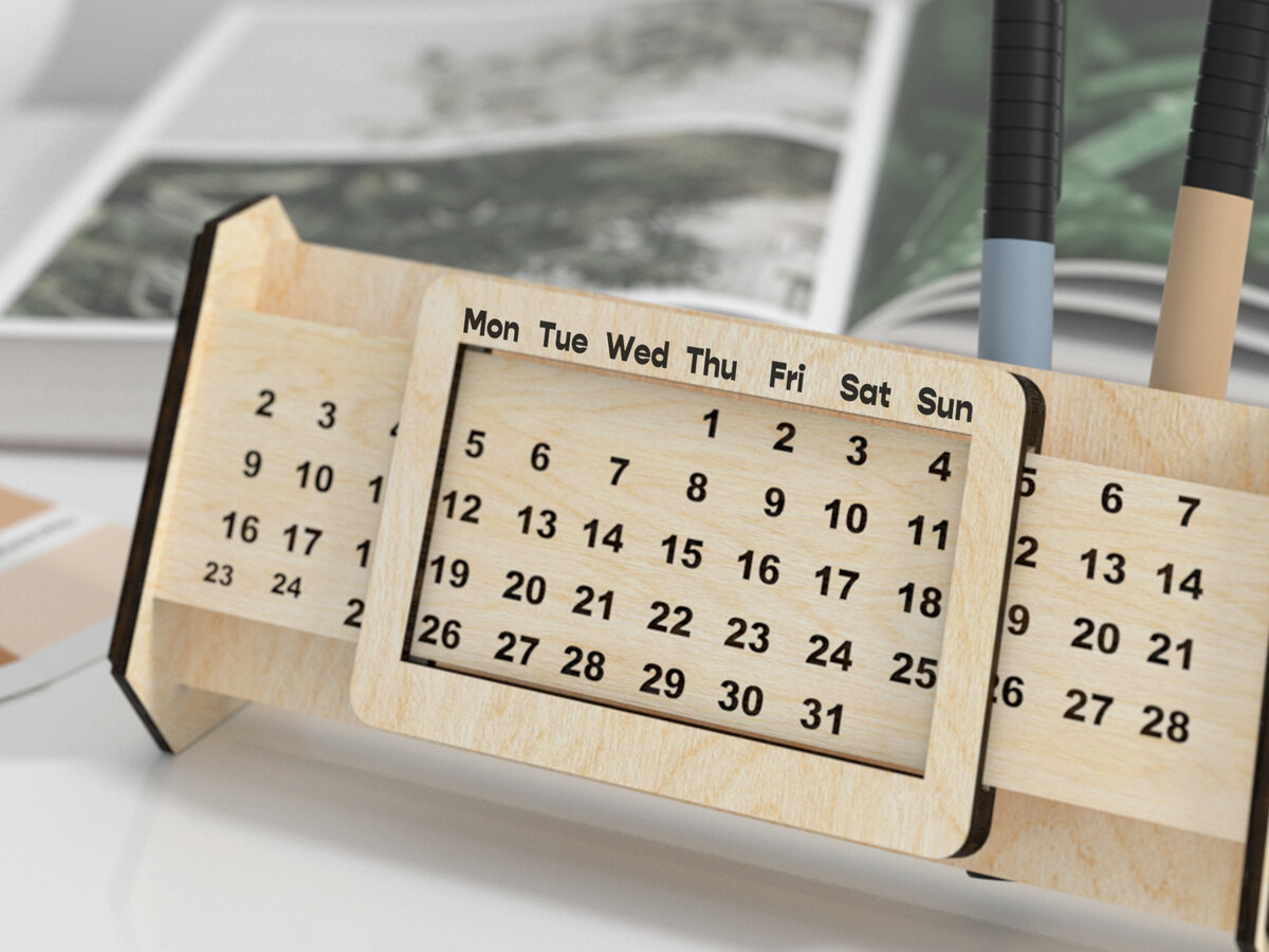 Σετ των 2 Intra απο ξύλο plywood 3mm-4mm πάχος – Διαρκές Ημερολόγιο Δίασταση  20x20 cm INTRAFABR-28990032