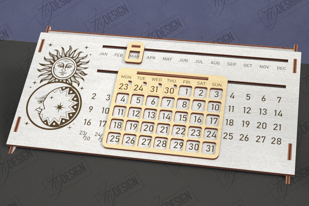 Σετ των 2 Intra απο ξύλο plywood 3mm-4mm πάχος – Διαρκές Ημερολόγιο | Επιτραπέζιο Ημερολόγιο Δίασταση  20x20 cm INTRAFABR-112897945