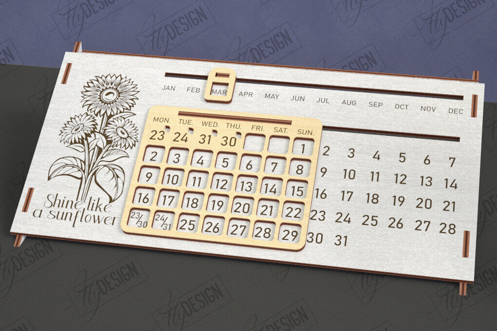 Σετ των 2 Intra απο ξύλο plywood 3mm-4mm πάχος – Διαρκές Ημερολόγιο | Επιτραπέζιο Ημερολόγιο Δίασταση  20x20 cm INTRAFABR-112897950