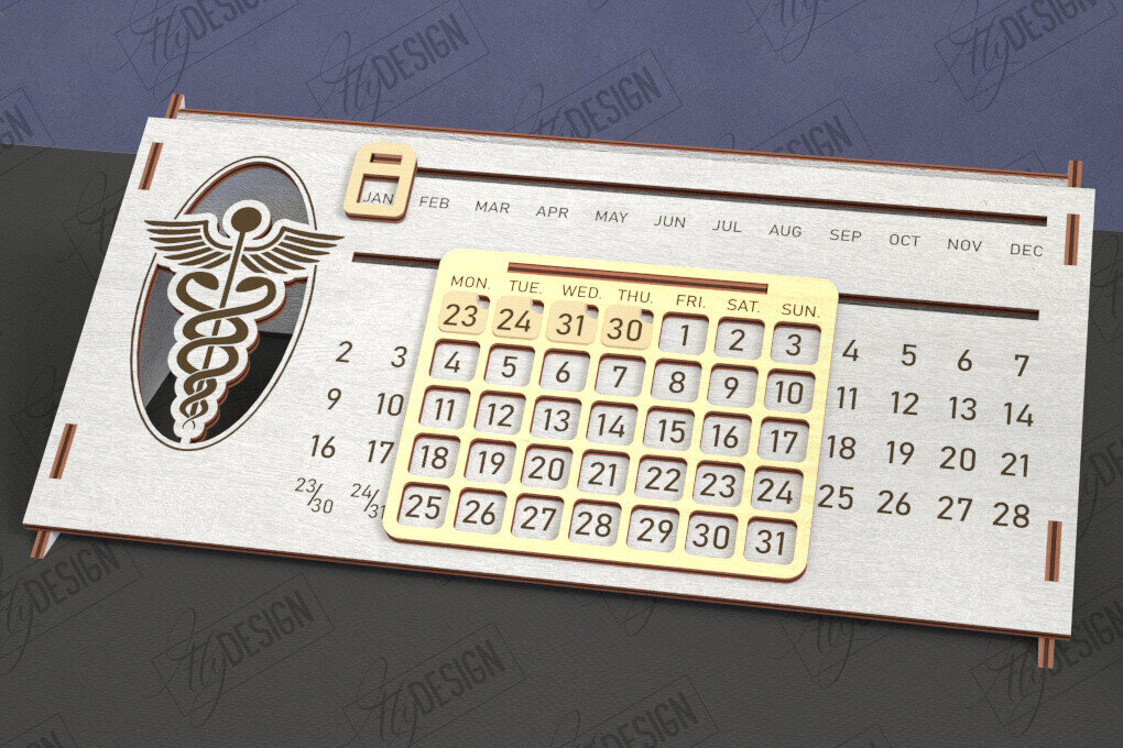 Σετ των 2 Intra απο ξύλο plywood 3mm-4mm πάχος – Διαρκές Ημερολόγιο | Επιτραπέζιο Ημερολόγιο Δίασταση  20x20 cm INTRAFABR-112897955