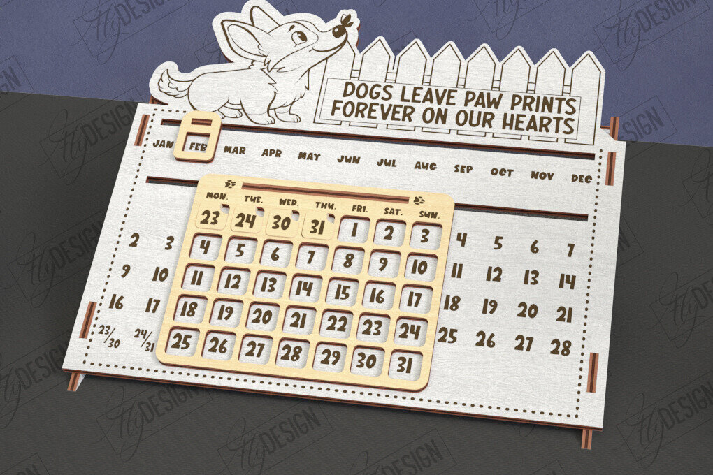 Σετ των 2 Intra απο ξύλο plywood 3mm-4mm πάχος – Διαρκές Ημερολόγιο | Επιτραπέζιο Ημερολόγιο Δίασταση  20x20 cm INTRAFABR-112897961