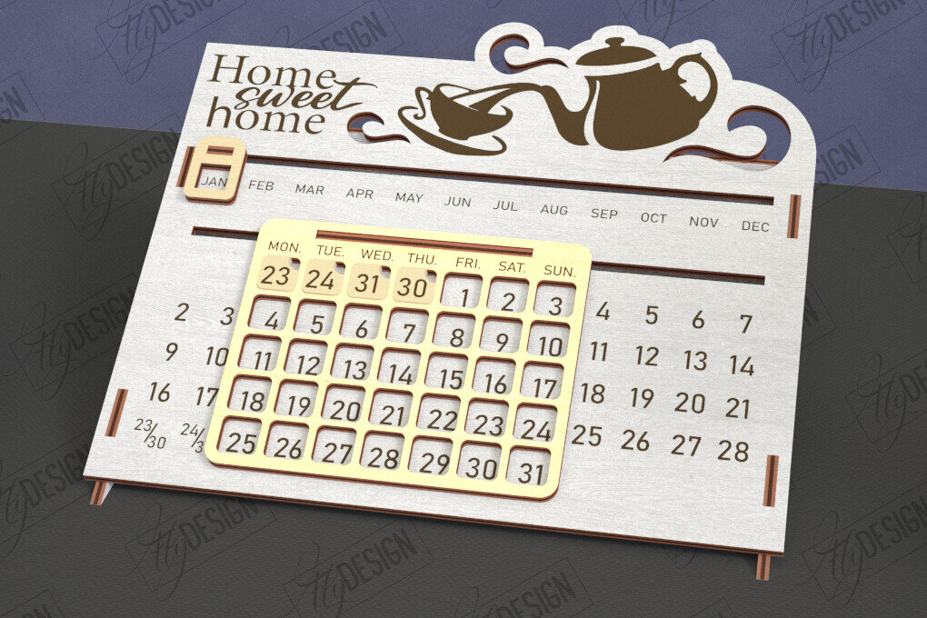 Σετ των 2 Intra απο ξύλο plywood 3mm-4mm πάχος – Διαρκές Ημερολόγιο | Επιτραπέζιο Ημερολόγιο Δίασταση  20x20 cm INTRAFABR-112897968