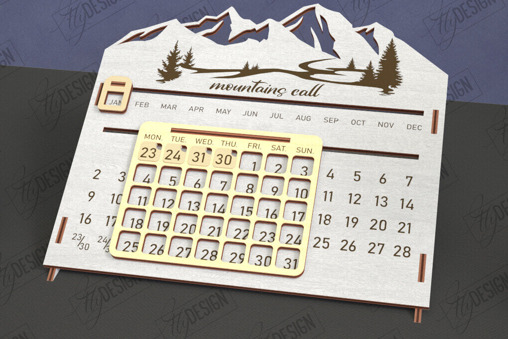 Σετ των 2 Intra απο ξύλο plywood 3mm-4mm πάχος – Διαρκές Ημερολόγιο | Επιτραπέζιο Ημερολόγιο Δίασταση  20x20 cm INTRAFABR-112897974