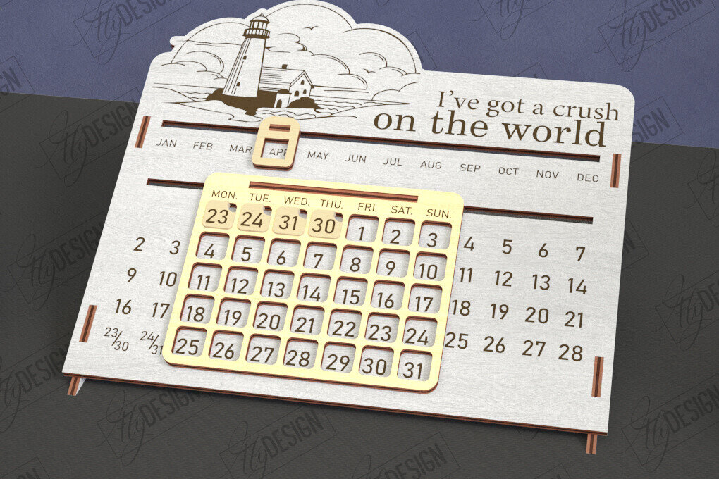 Σετ των 2 Intra απο ξύλο plywood 3mm-4mm πάχος – Διαρκές Ημερολόγιο | Επιτραπέζιο Ημερολόγιο Δίασταση  20x20 cm INTRAFABR-112897982