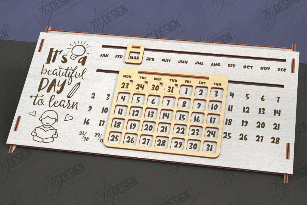 Σετ των 2 Intra απο ξύλο plywood 3mm-4mm πάχος – Διαρκές Ημερολόγιο | Επιτραπέζιο Ημερολόγιο Δίασταση  20x20 cm INTRAFABR-112897988