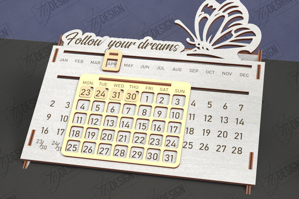 Σετ των 2 Intra απο ξύλο plywood 3mm-4mm πάχος – Διαρκές Ημερολόγιο | Επιτραπέζιο Ημερολόγιο Δίασταση  20x20 cm INTRAFABR-112897993