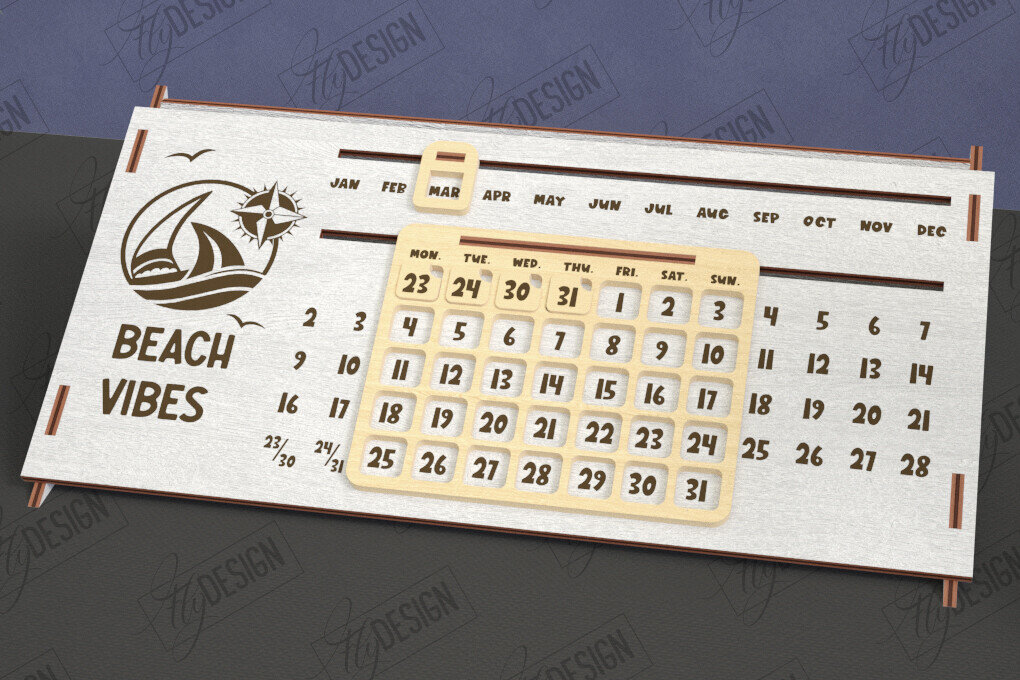 Σετ των 2 Intra απο ξύλο plywood 3mm-4mm πάχος – Διαρκές Ημερολόγιο | Επιτραπέζιο Ημερολόγιο Δίασταση  20x20 cm INTRAFABR-112898006