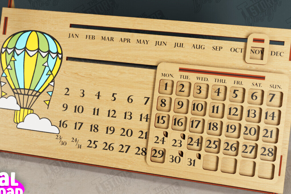 Σετ των 2 Intra απο ξύλο plywood 3mm-4mm πάχος – Διαρκές Ημερολόγιο | Επιτραπέζιο Ημερολόγιο Δίασταση  20x20 cm INTRAFABR-112679879