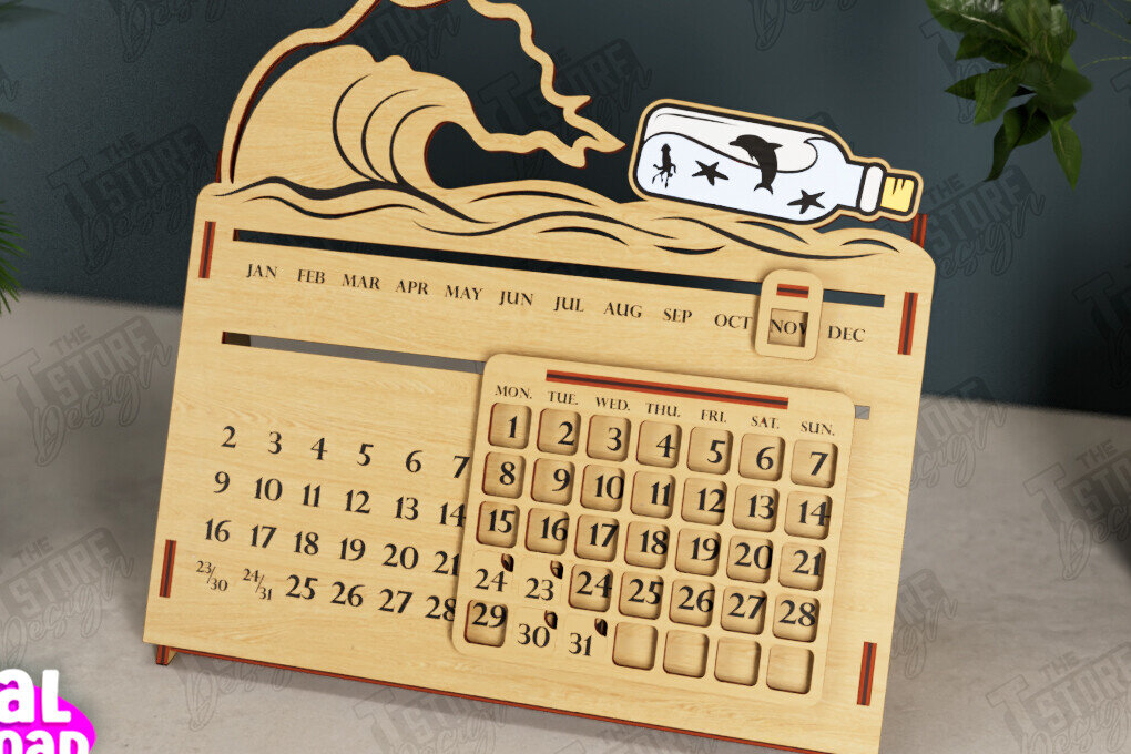 Σετ των 2 Intra απο ξύλο plywood 3mm-4mm πάχος – Διαρκές Ημερολόγιο | Επιτραπέζιο Ημερολόγιο Δίασταση  20x20 cm INTRAFABR-112679899